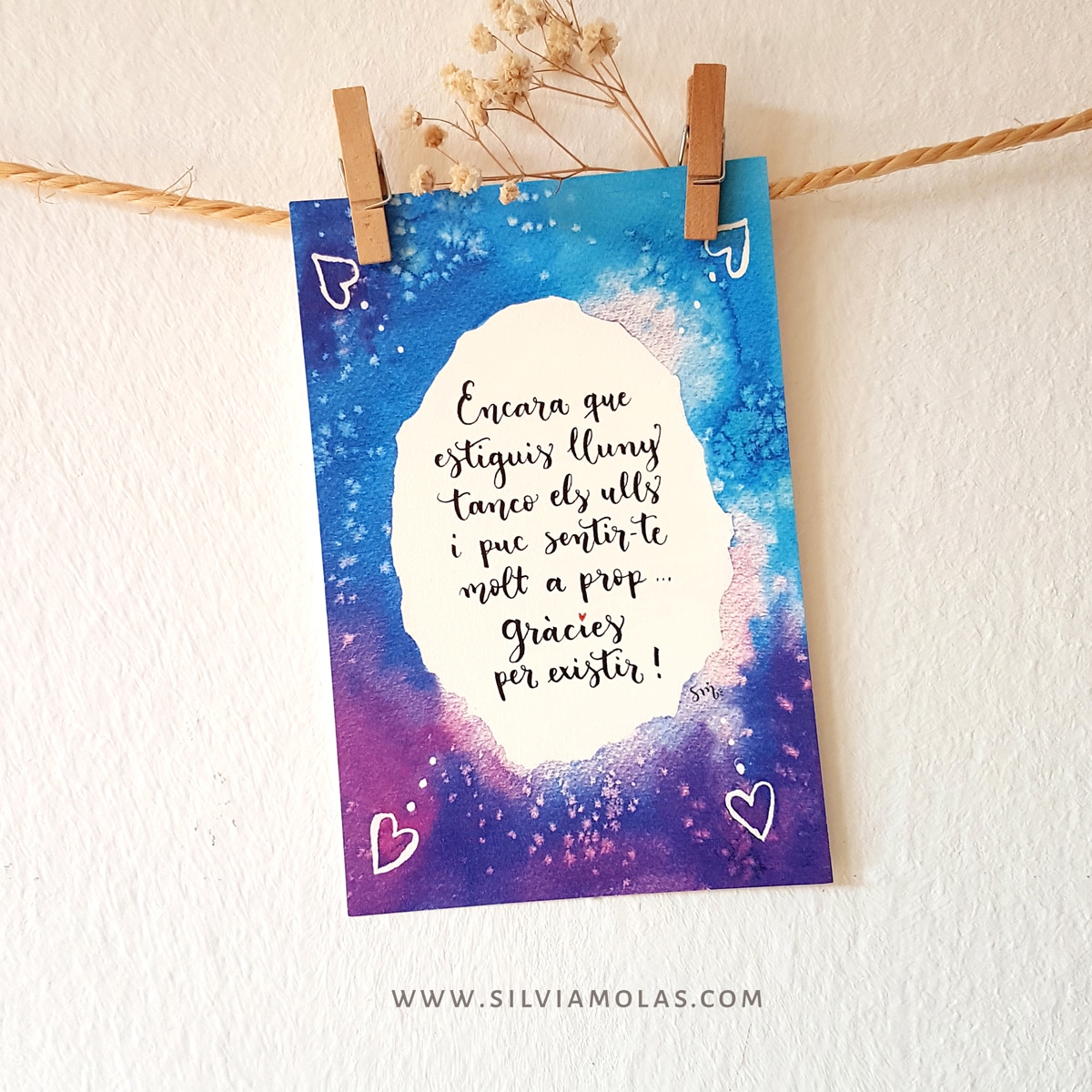 Làmina 10x15 “Encara que estiguis lluny, tanco els ulls i ...”