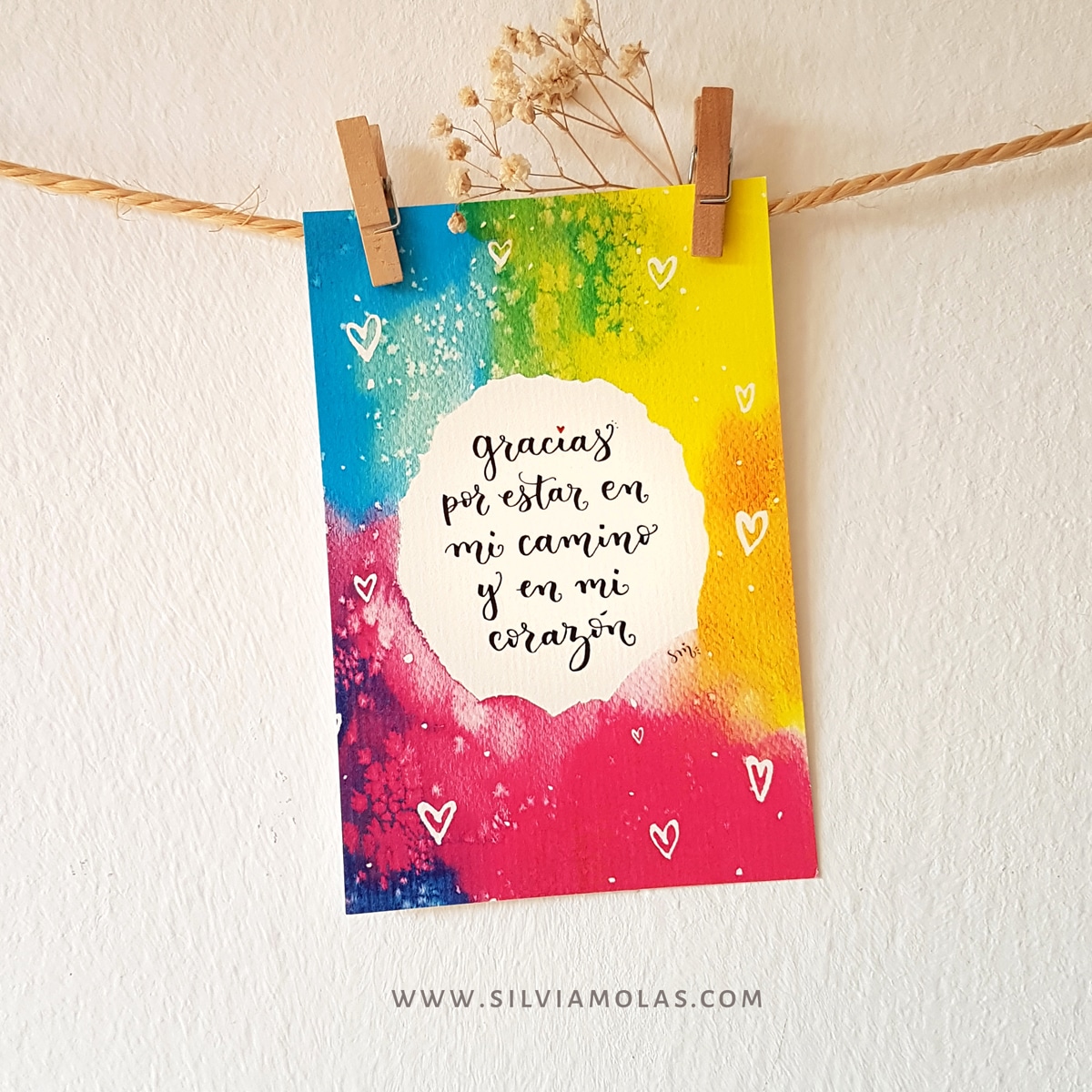 Lámina 10x15 cm “Gracias por estar en mi camino y en mi corazón”