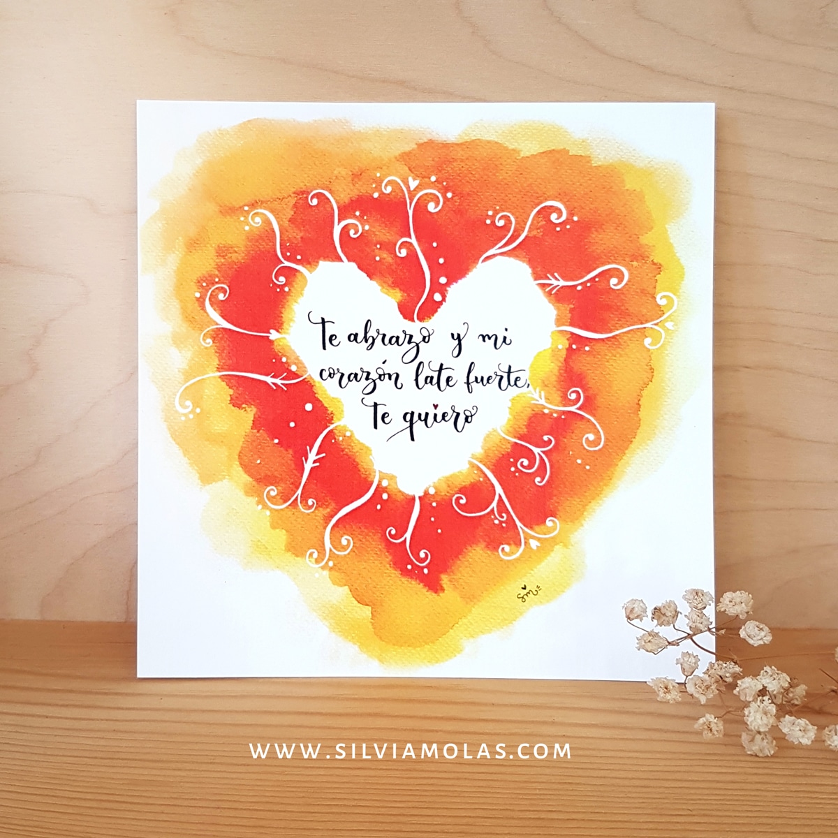 Lam14x14_TabracoIElMeuCor_CAT-DESTACADA Lámina 14x14 cm “Te abrazo, y mi corazón late fuerte, te quiero”
