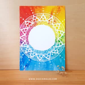 Lámina A4 con texto personalizado “Fondo Mandala Chispa”