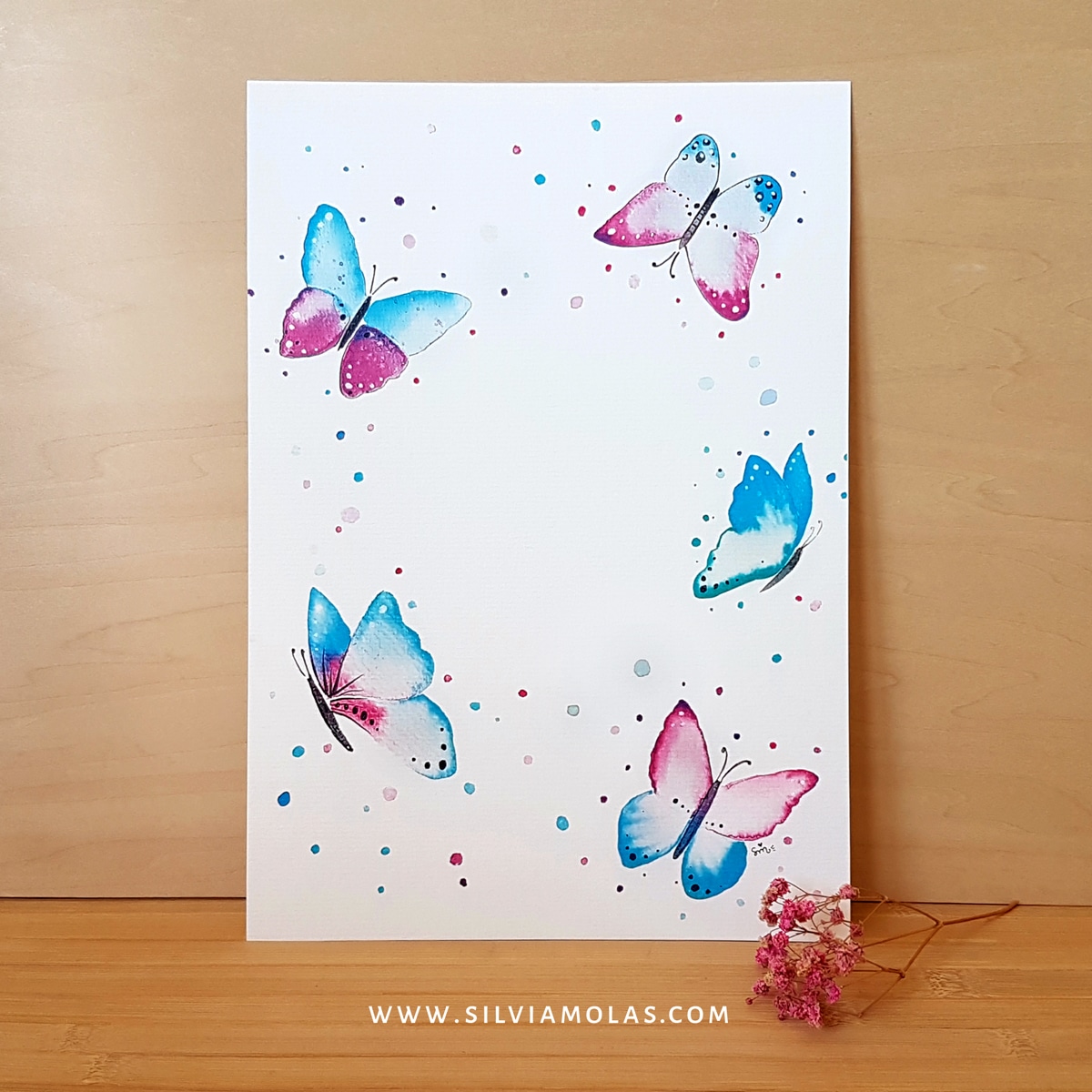 Làmina A4 amb text personalitzat “Fons Papallones”