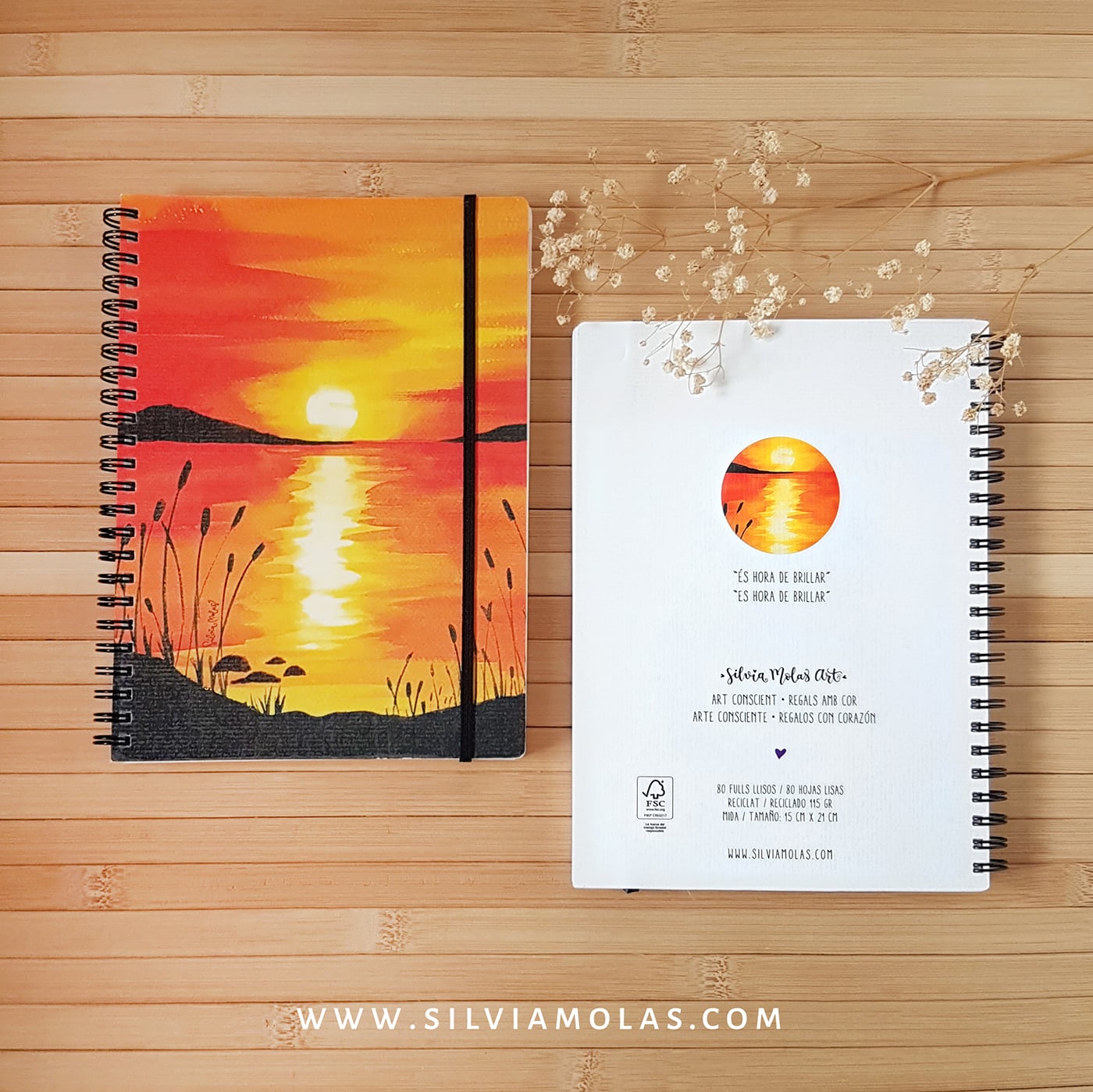 Llibreta A5 (15x21 cm) “Posta de sol” És hora de brillar.