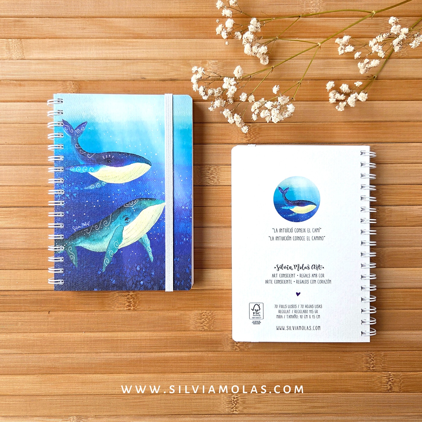 Llibreta 10x15 cm “Balenes” La intuïció coneix el camí.
