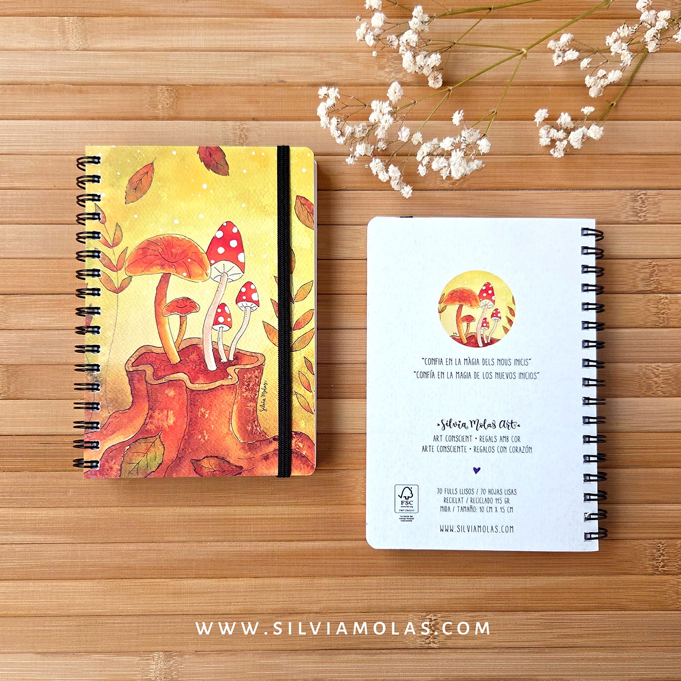 Llibreta 10x15 cm “Bolets” Confia en la màgia dels nous inicis.
