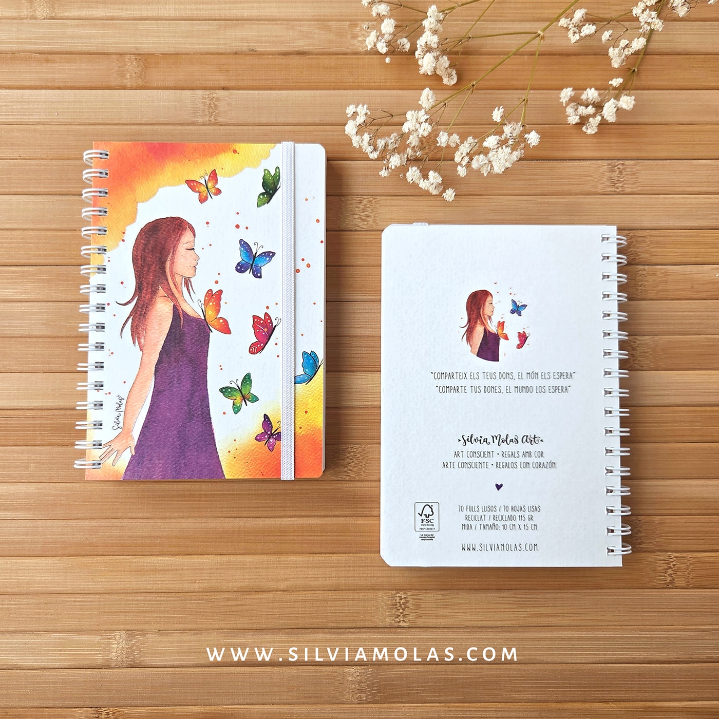 Llibreta 10x15 cm “Noia i papallones” Comparteix els teus dons, el món els espera.