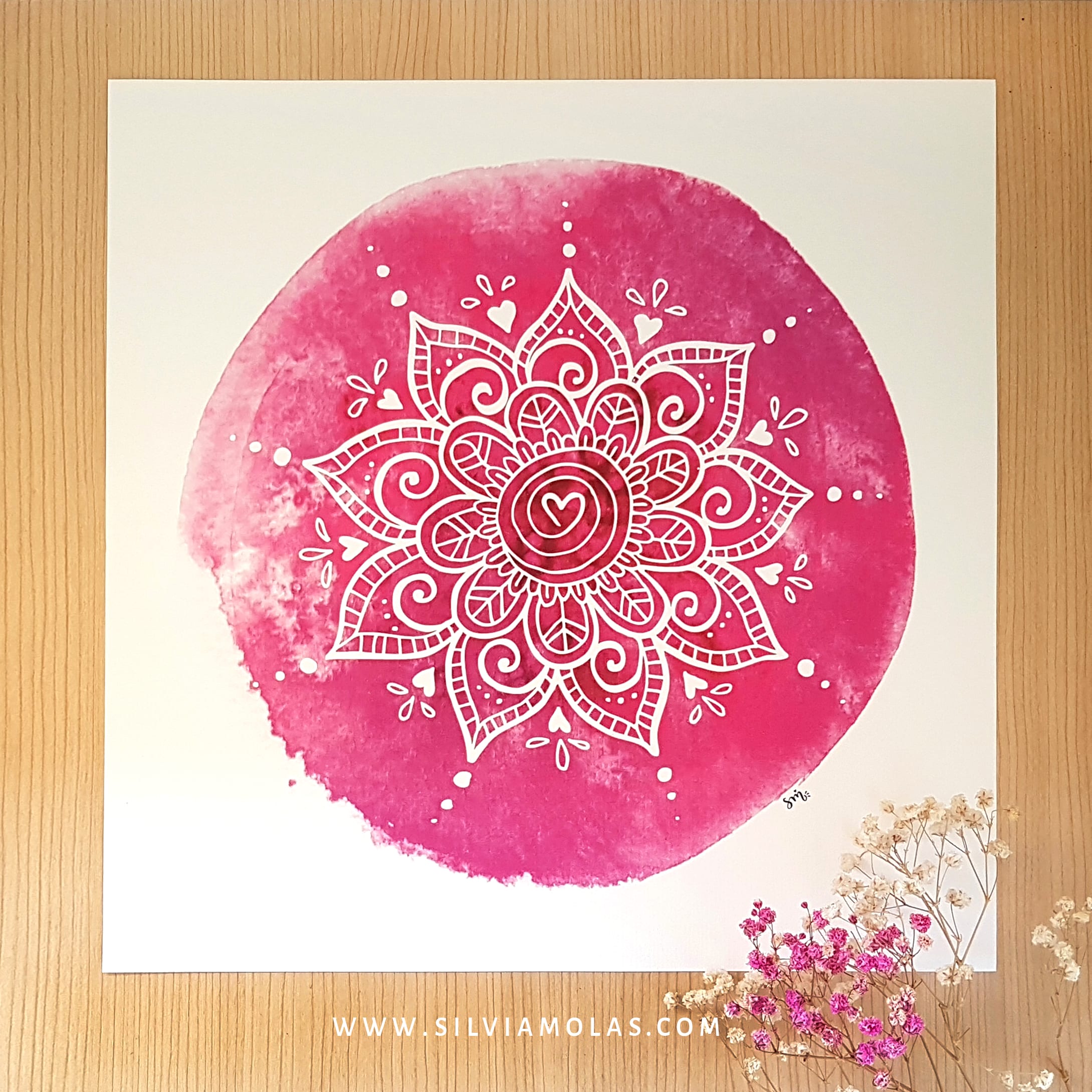 Làmina personalitzada "Mandala Rosa", 30x30 cm.