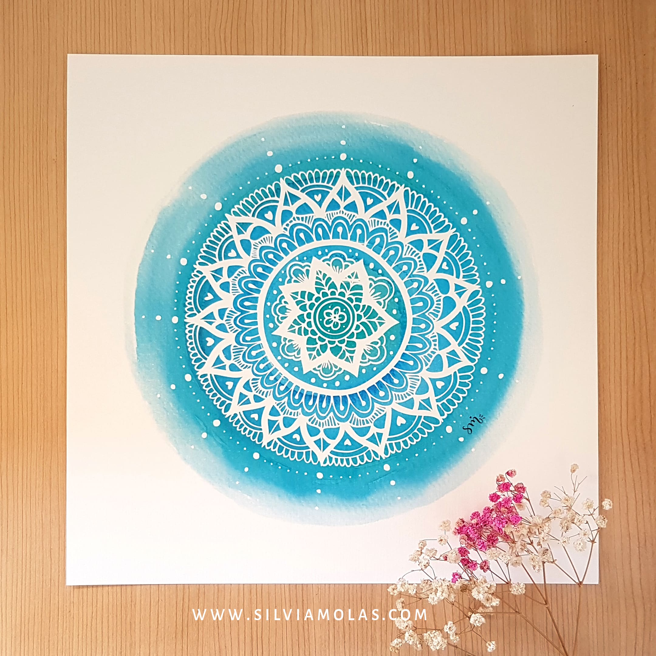 Làmina personalitzada, "Mandala Turquesa", 30x30 cm