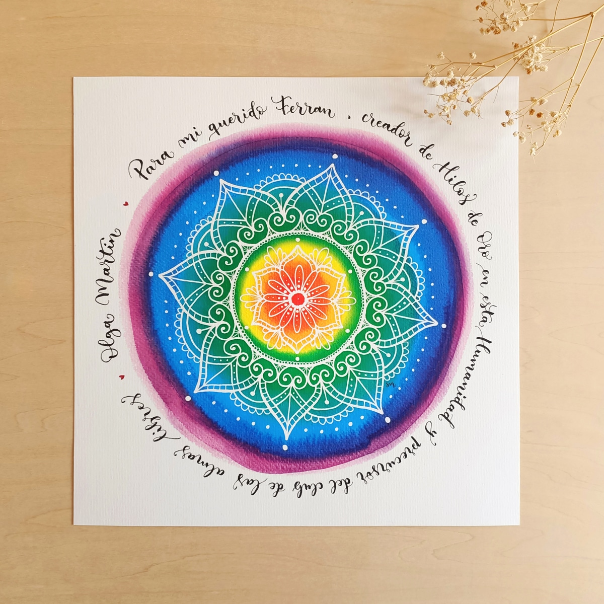 Person_30x30_Mand_Happy_Foto2 Làmina amb text personalitzat "Mandala Happy", 30x30 cm