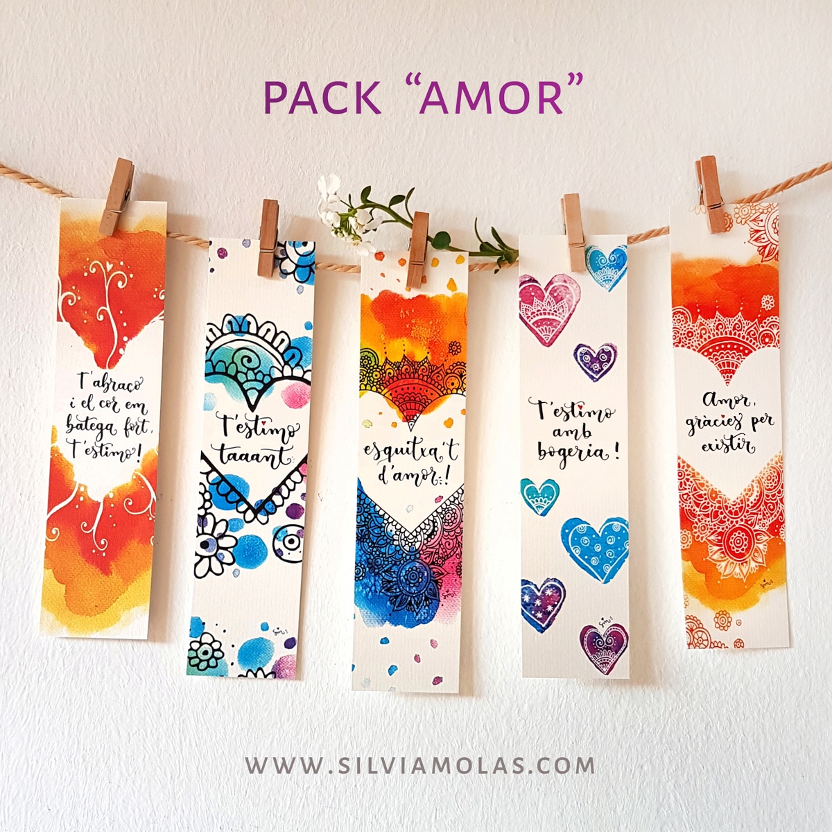 Pack 5 punts de llibre “AMOR”