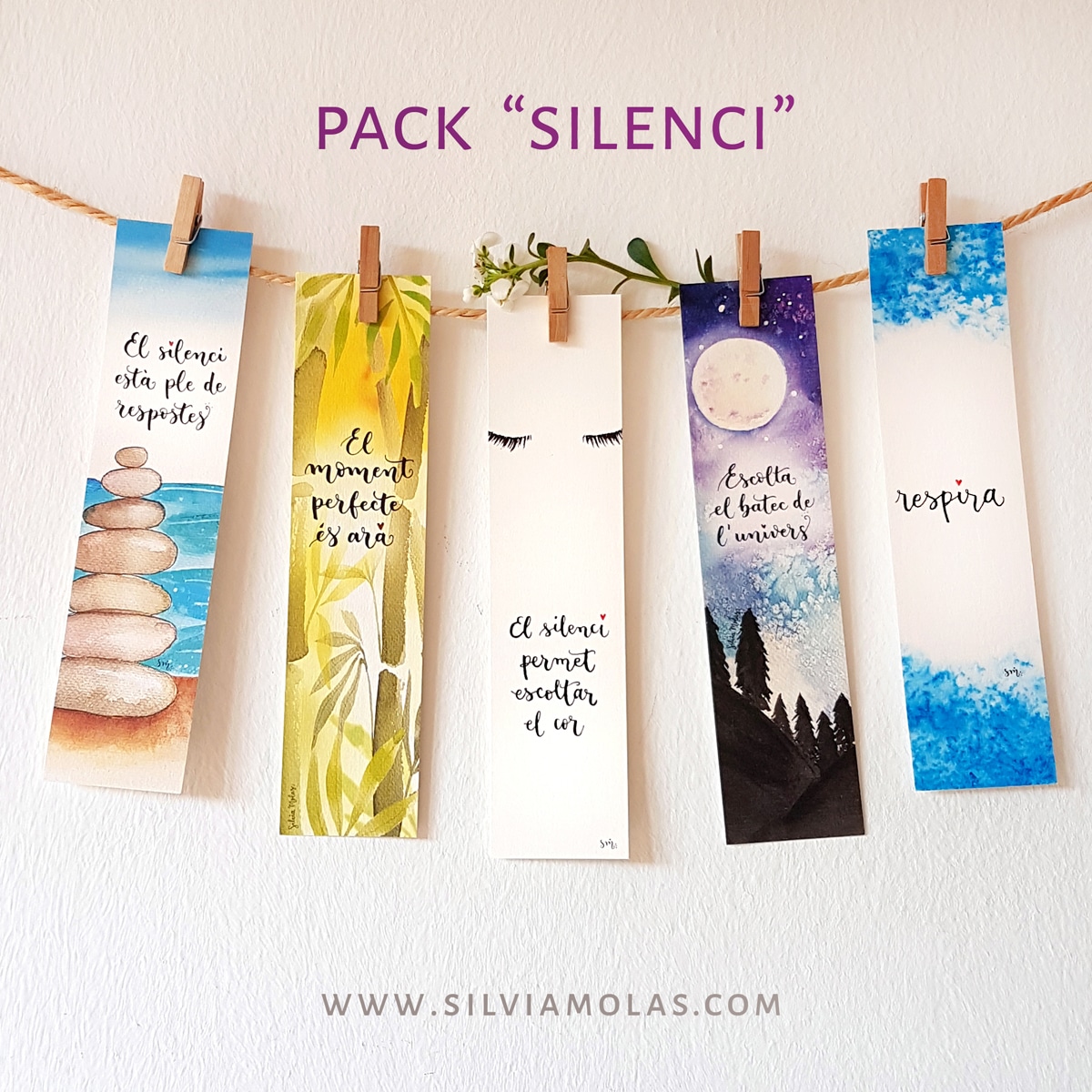 Pack 5 punts de llibre “SILENCI”