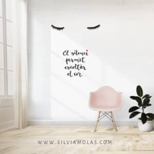 Pink chair and plant against a wall mockup