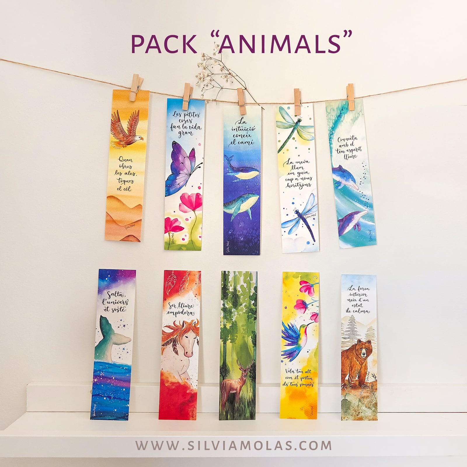 Pack 10 punts de llibre “ANIMALS”