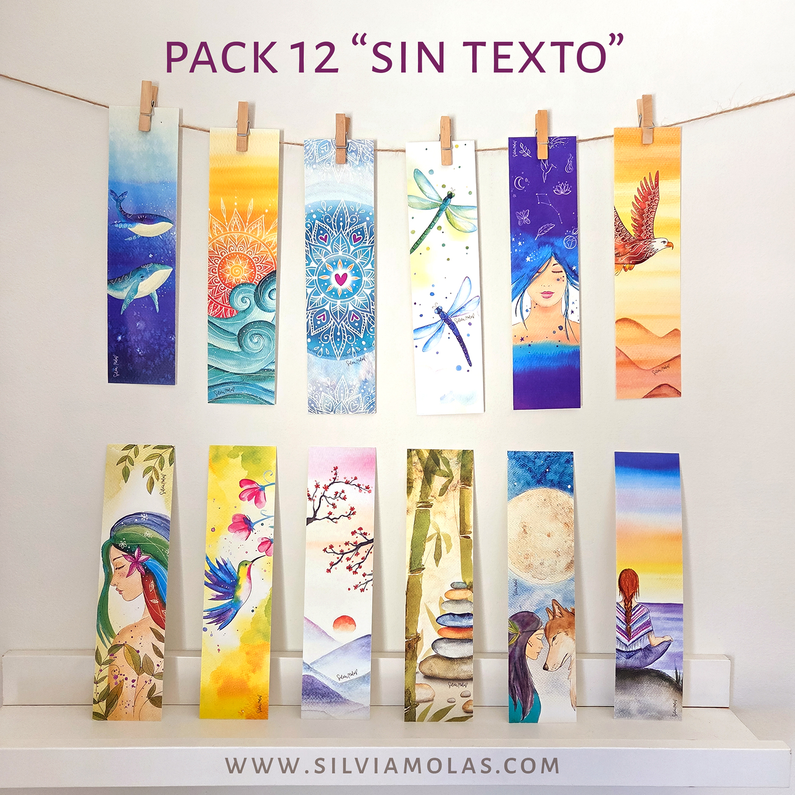Pack 12 puntos de libro “SIN TEXTO”
