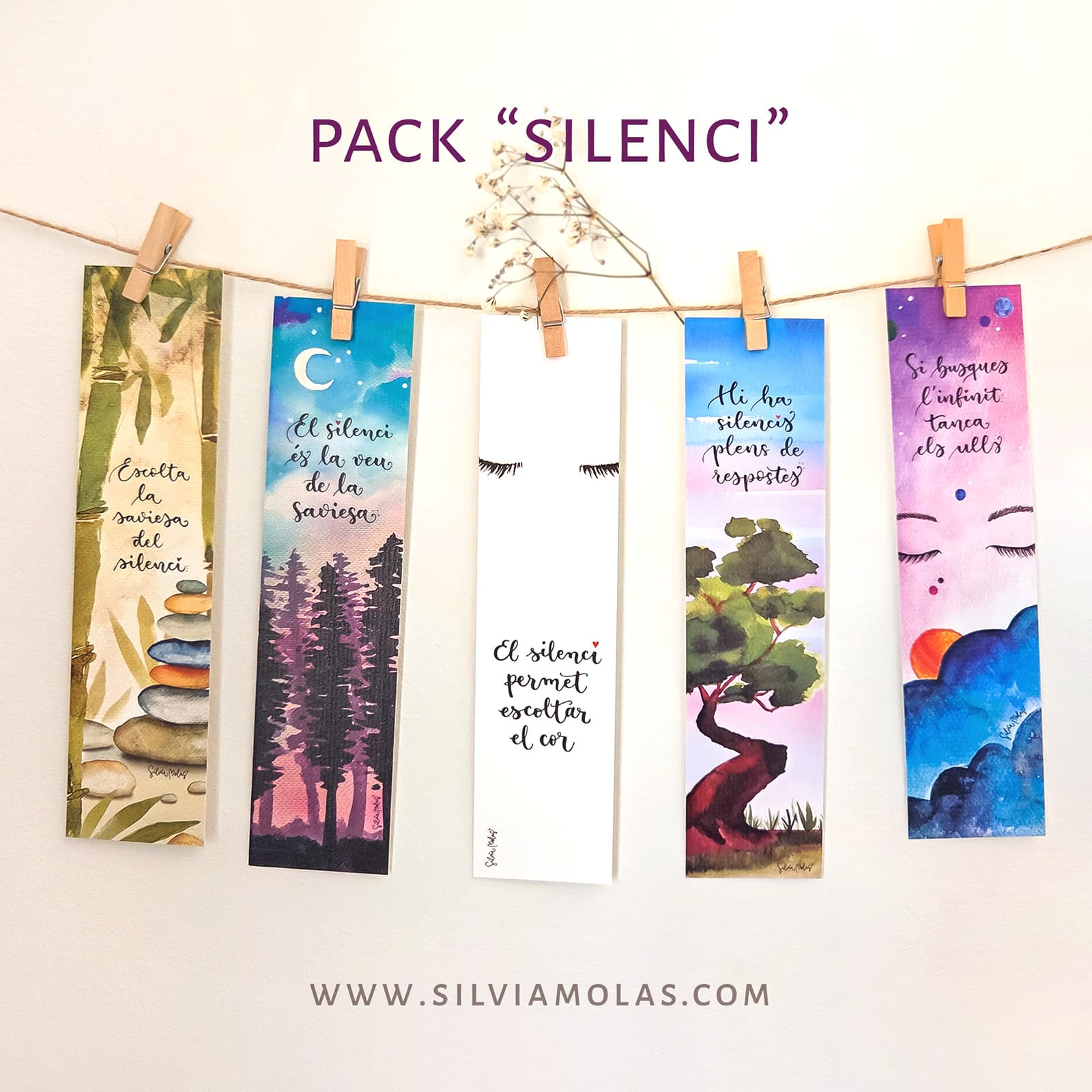 Pack 5 punts de llibre “SILENCI”
