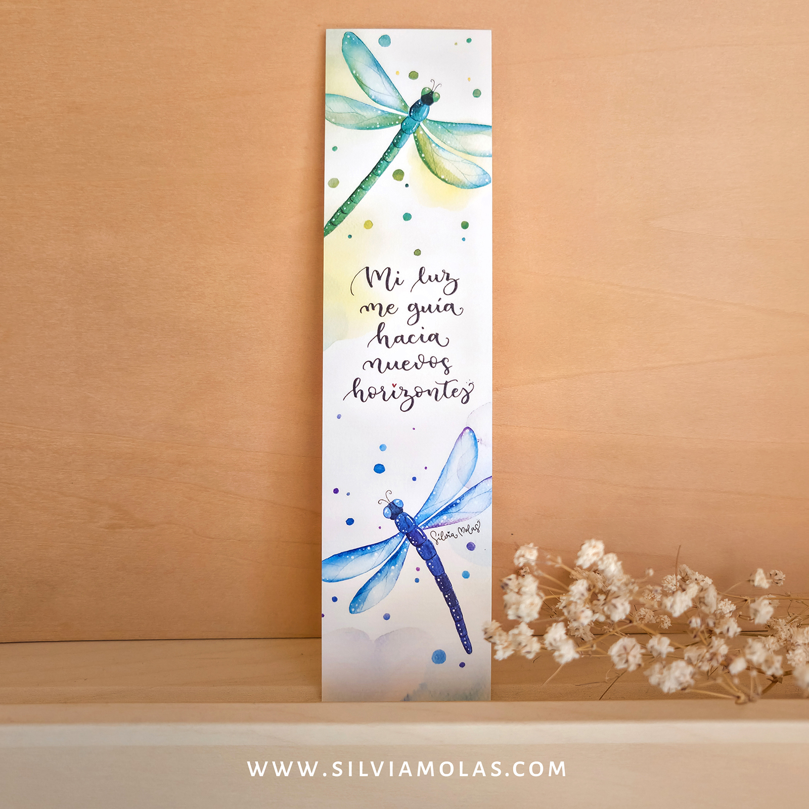 Punto de libro Libélulas “Mi luz me guía hacia nuevos horizontes”