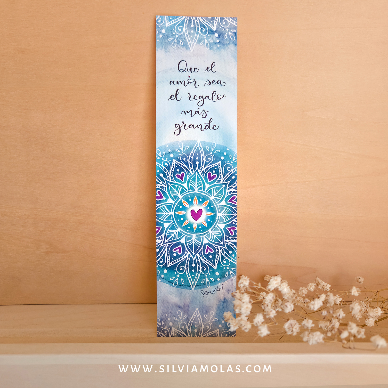 Punto de libro Mandala corazón “Que el amor sea el regalo más grande”